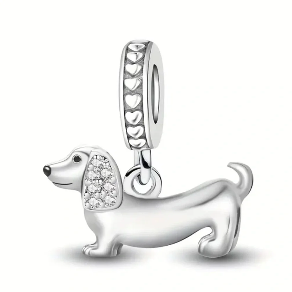 Silver Dachshund Dog Charm Pendant